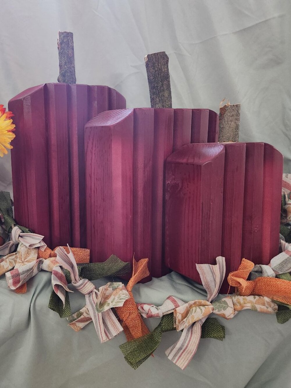 Wine Burgundy Wooden Pumpkins